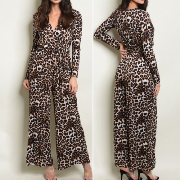 Leopard Print Wrap Jumpsuit - Picture 4 of 9